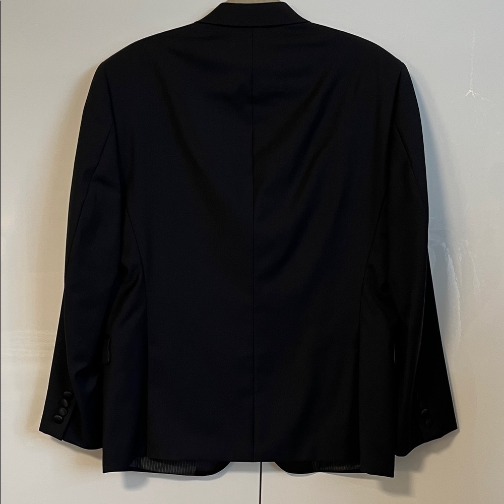 NWOT Calvin Klein 100% Wool Slim Fit Classic Black Blazer Satin Accent, Size 10 - Picture 7 of 12